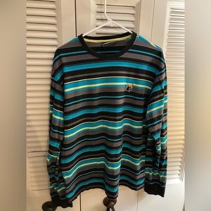 The hundreds teal striped shirt
